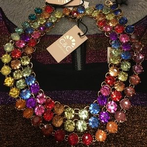 Fashion necklace Noir brand multi colored crystal